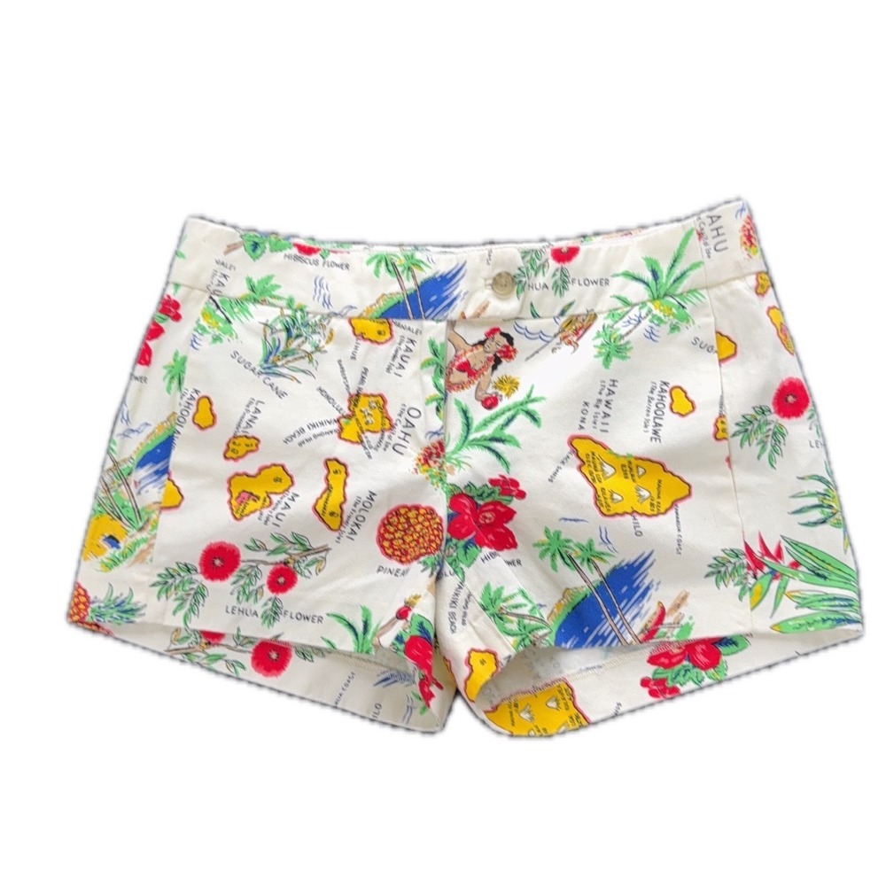 NWT J. Crew Women's Size 00 Aloha‎ Map Print Shorts Cotton Blend NEW crew J.Crew
